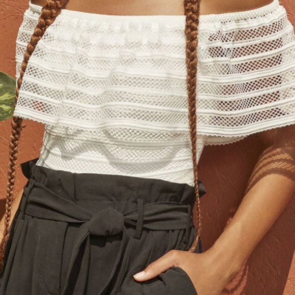 BCBGMAXAZRIA Lace Ruffle Bodysuit - Picture 4 of 7